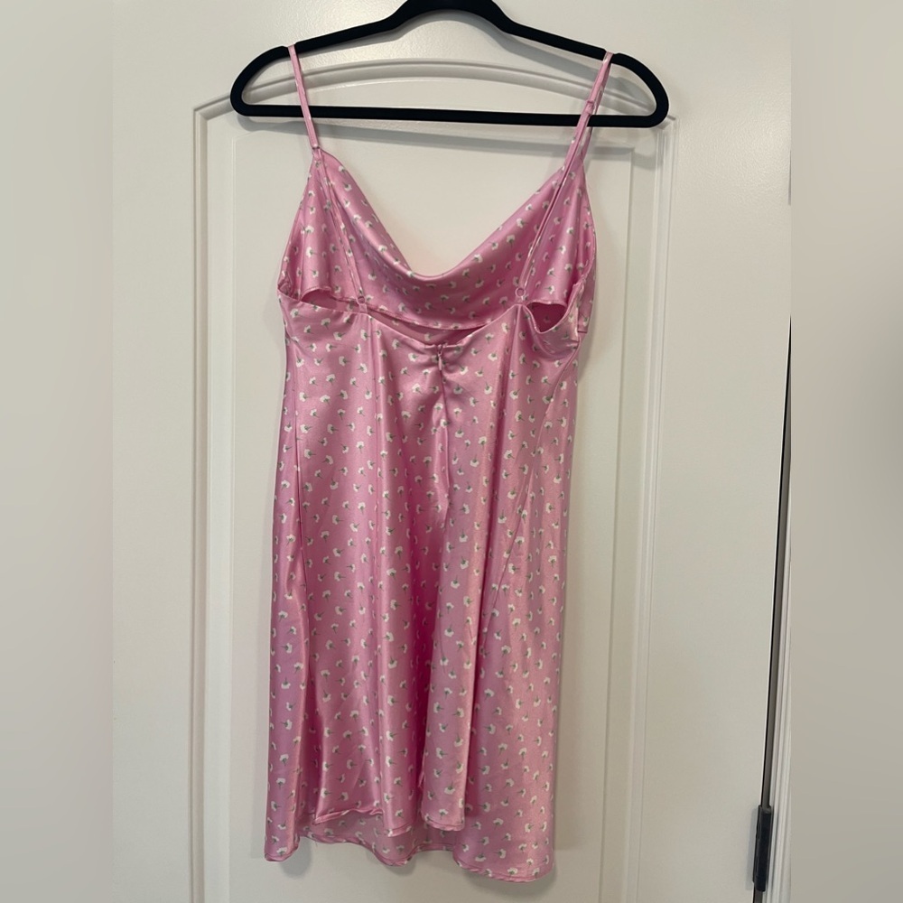 Zara Satin Cowl Neck Floral Printed Slip Dress - Picture 7 of 8